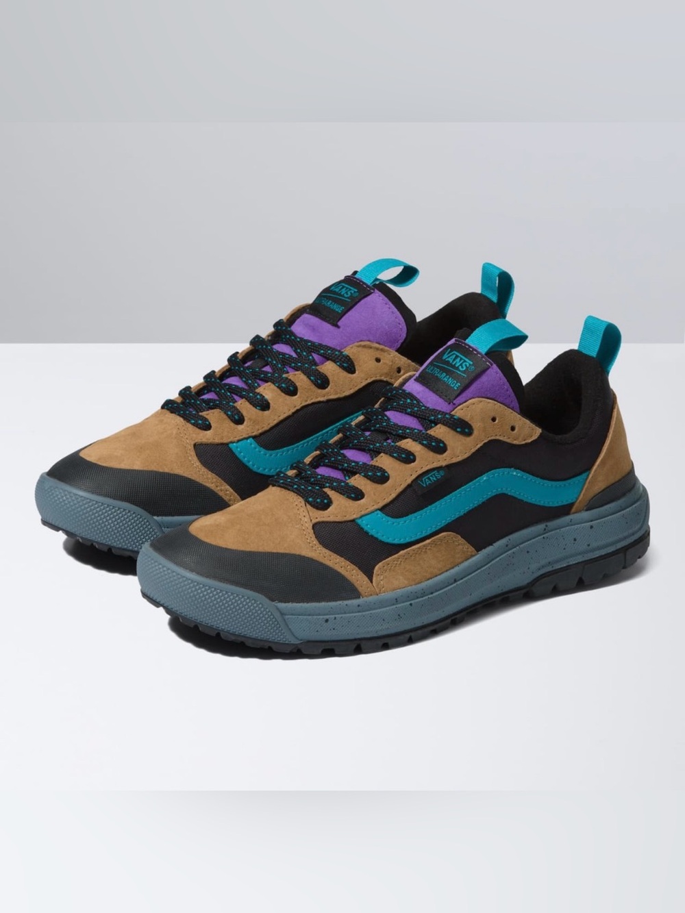 Vans Men’s Brown Teal Purple Low-Top Suede & Mesh Sneakers